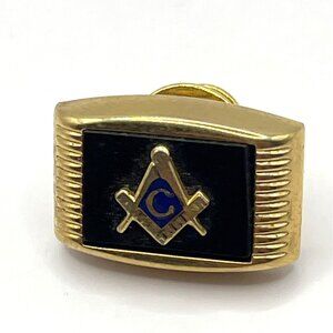 Vintage Masonic Lapel Pin Gold Tone With Square & Compass Emblem A360